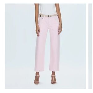 High-Rise Straight Leg Pants in Light Pink